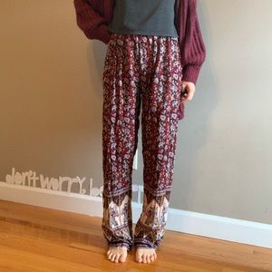 Boho print pants w elephants